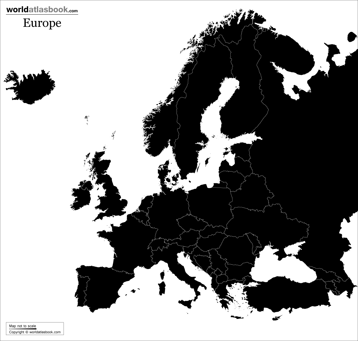 Europe map black white printable 21ConsultingLLC