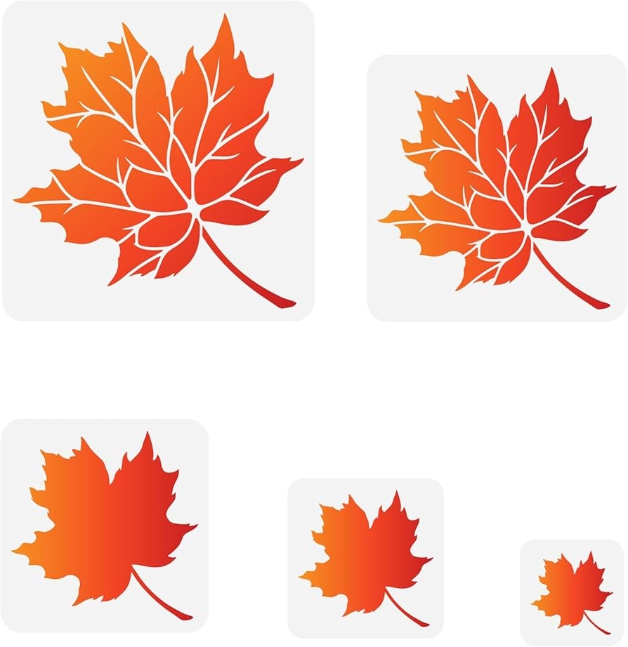 FINGERINSPIRE 5PCS Maple Leaf Stencils 10 15 20 25 30cm Square Leaves Painting Stencil Autumn Plants Stencil Plastic PET Drawing Template For Home School Office Wall Furniture Door Floor Decoration Amazon co uk Home Kitchen