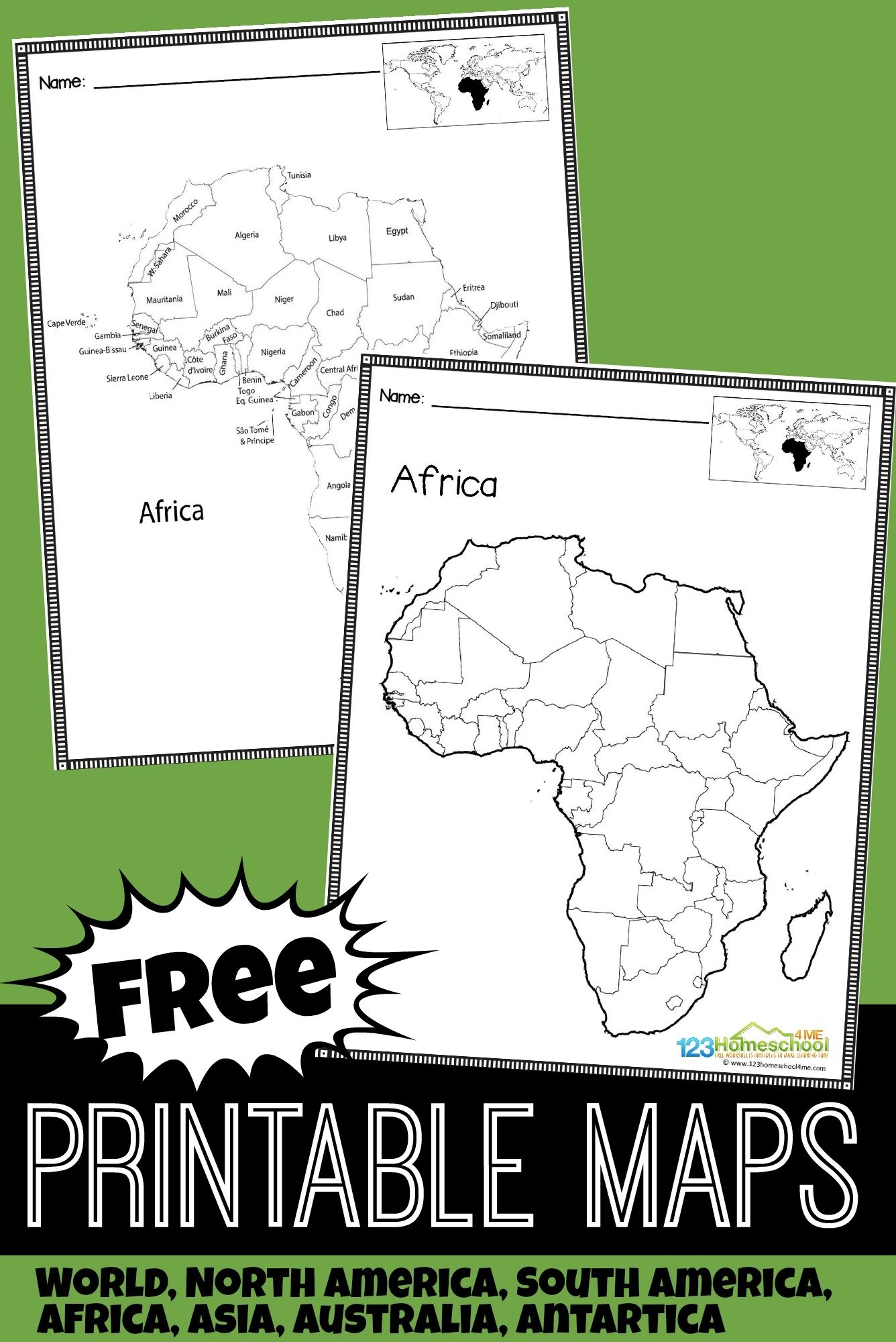 Blank Continent Map Printable