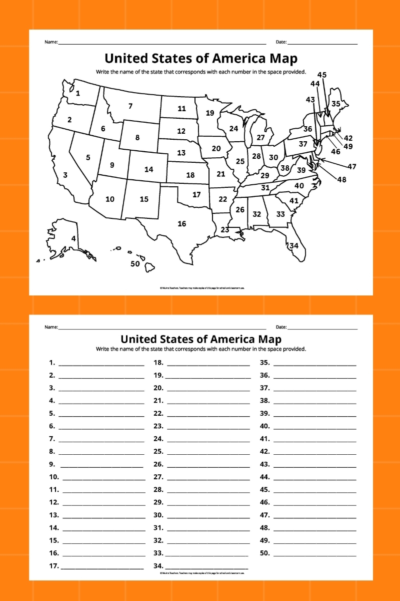 Us State Map Blank Printable