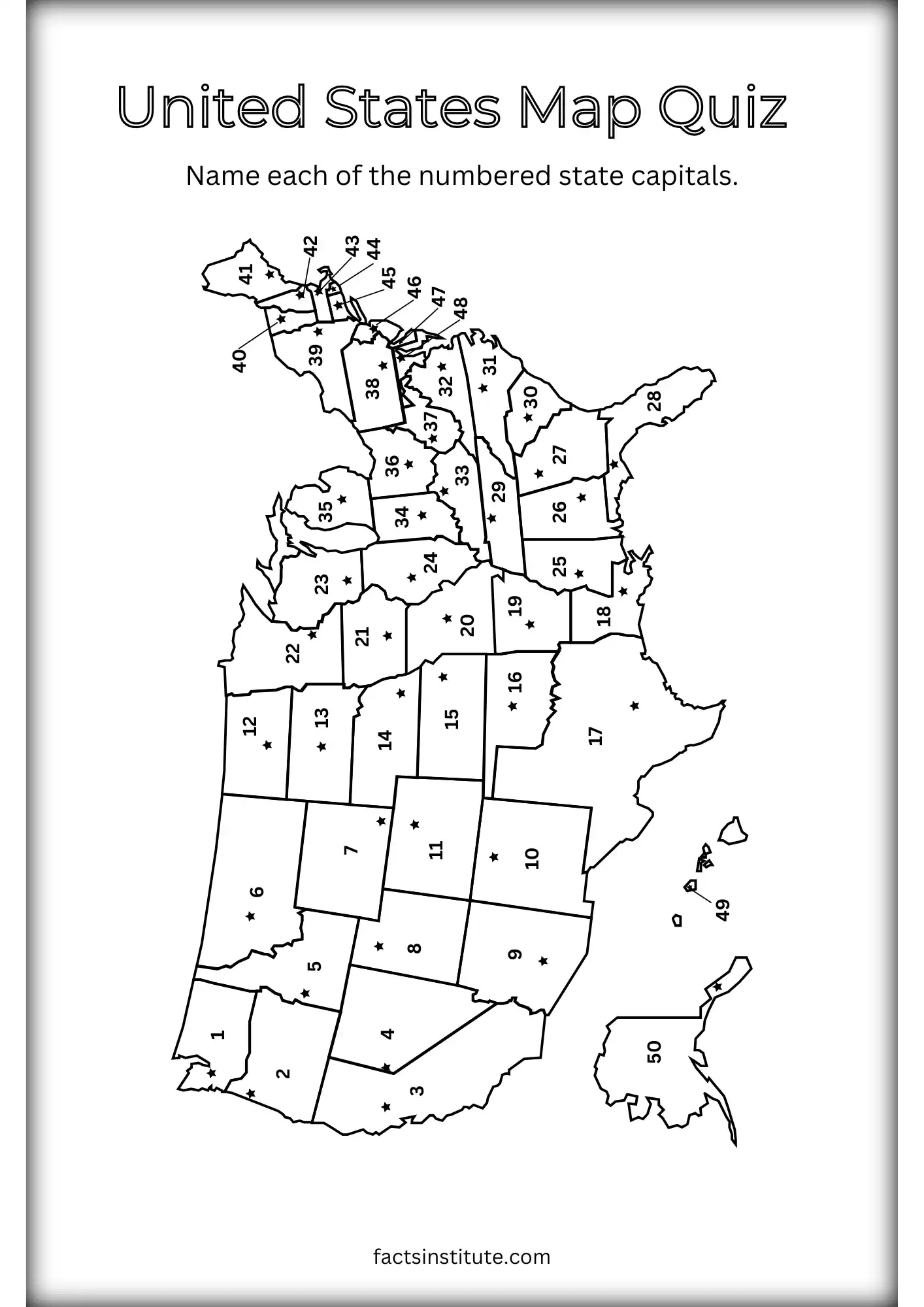 Printable Us Map Quiz