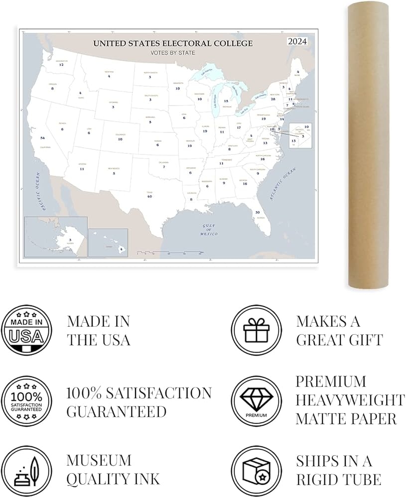 HISTORIX 2024 Updated United States Electoral College Votes By State Map Poster 24 X 30 Inch Presidential Election Electoral College Poster US President Electoral Map Poster Amazon de Stationery Office Supplies