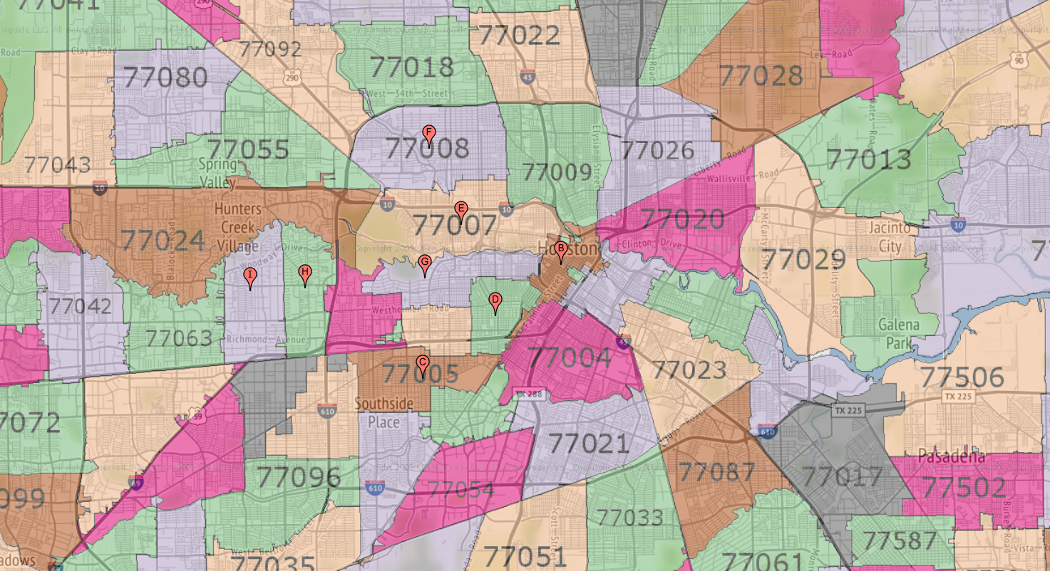Houston Zip Code Maps Ameritex Houston Movers Worksheets Library