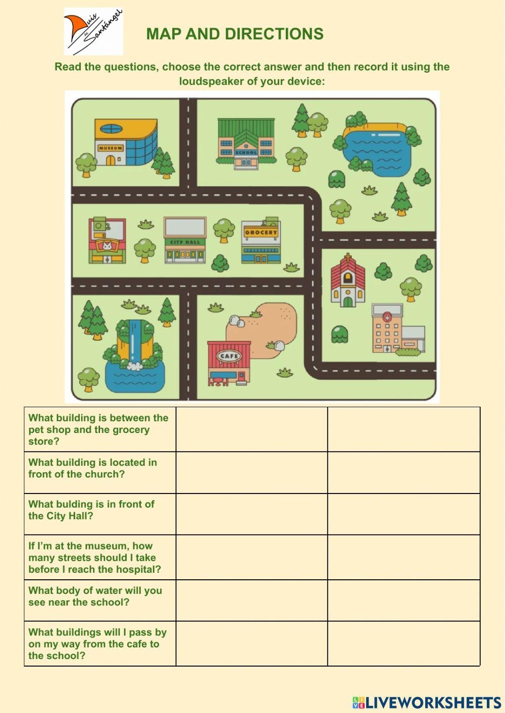 Map And Directions Interactive Worksheet Live Worksheets Worksheets Library