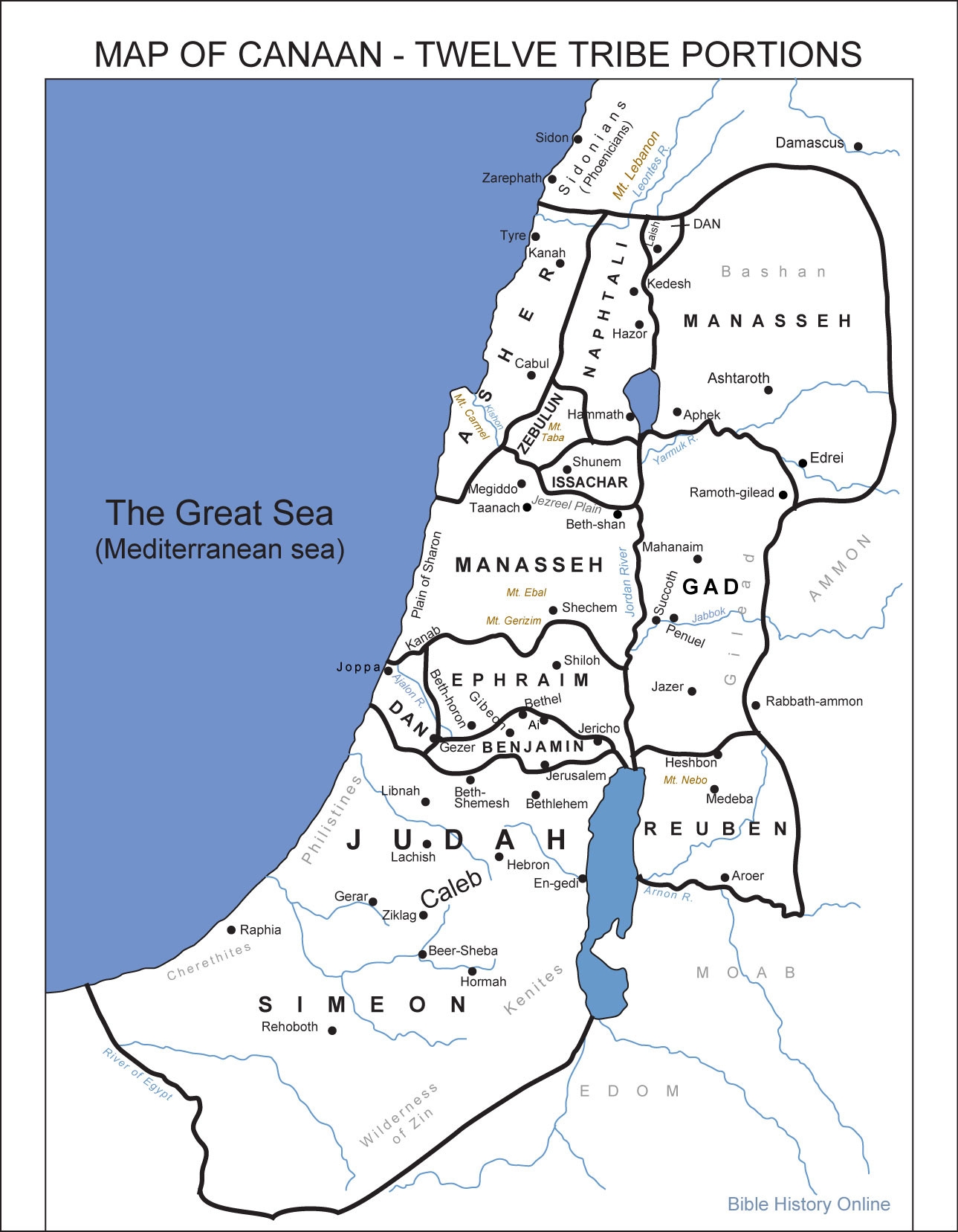 Map Of Canaan 12 Tribe Portions Bible History