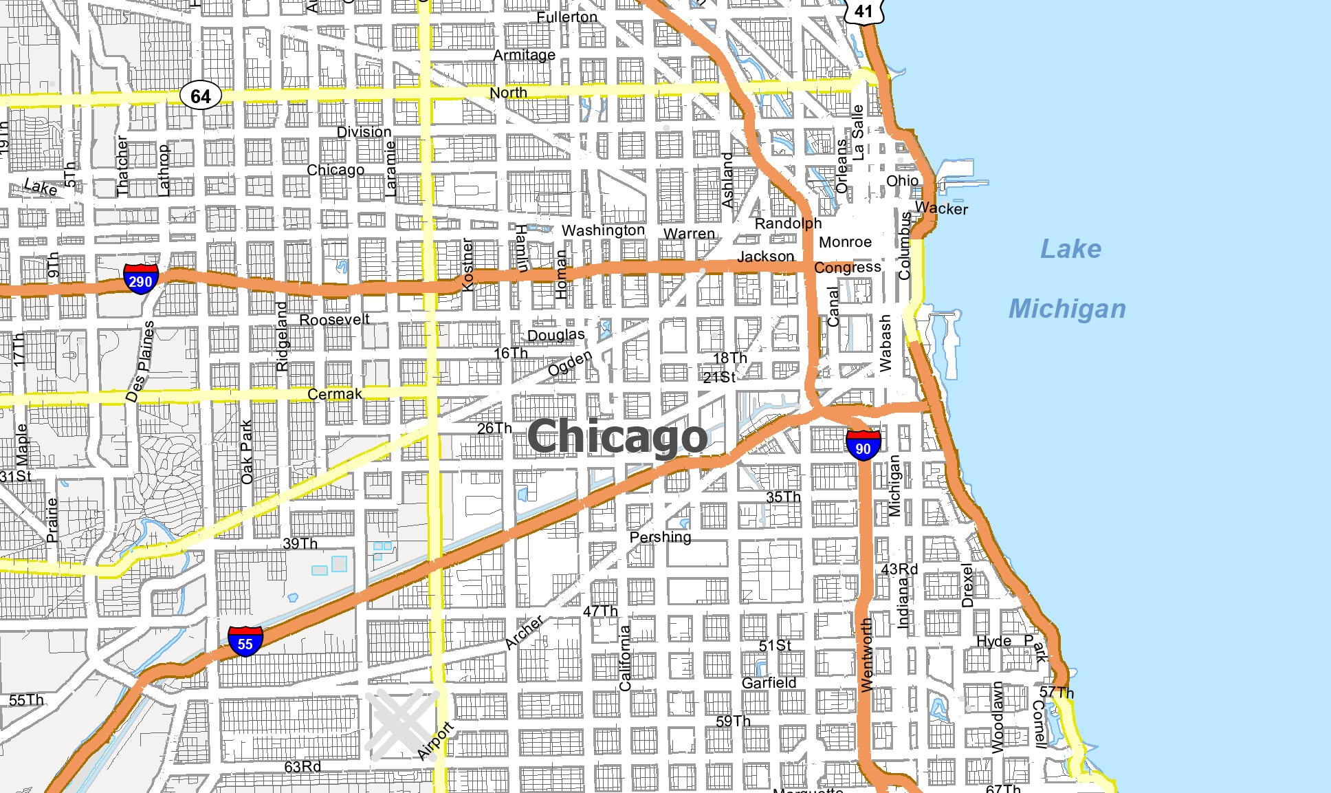 Chicago City Map Downtown Printable
