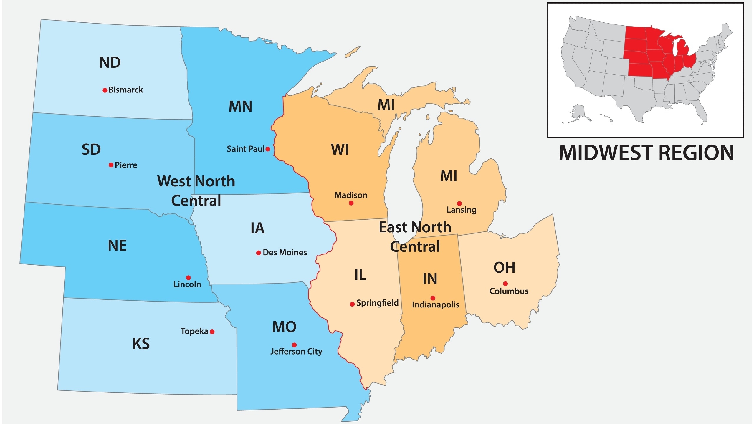 Map Of Midwest US Mappr