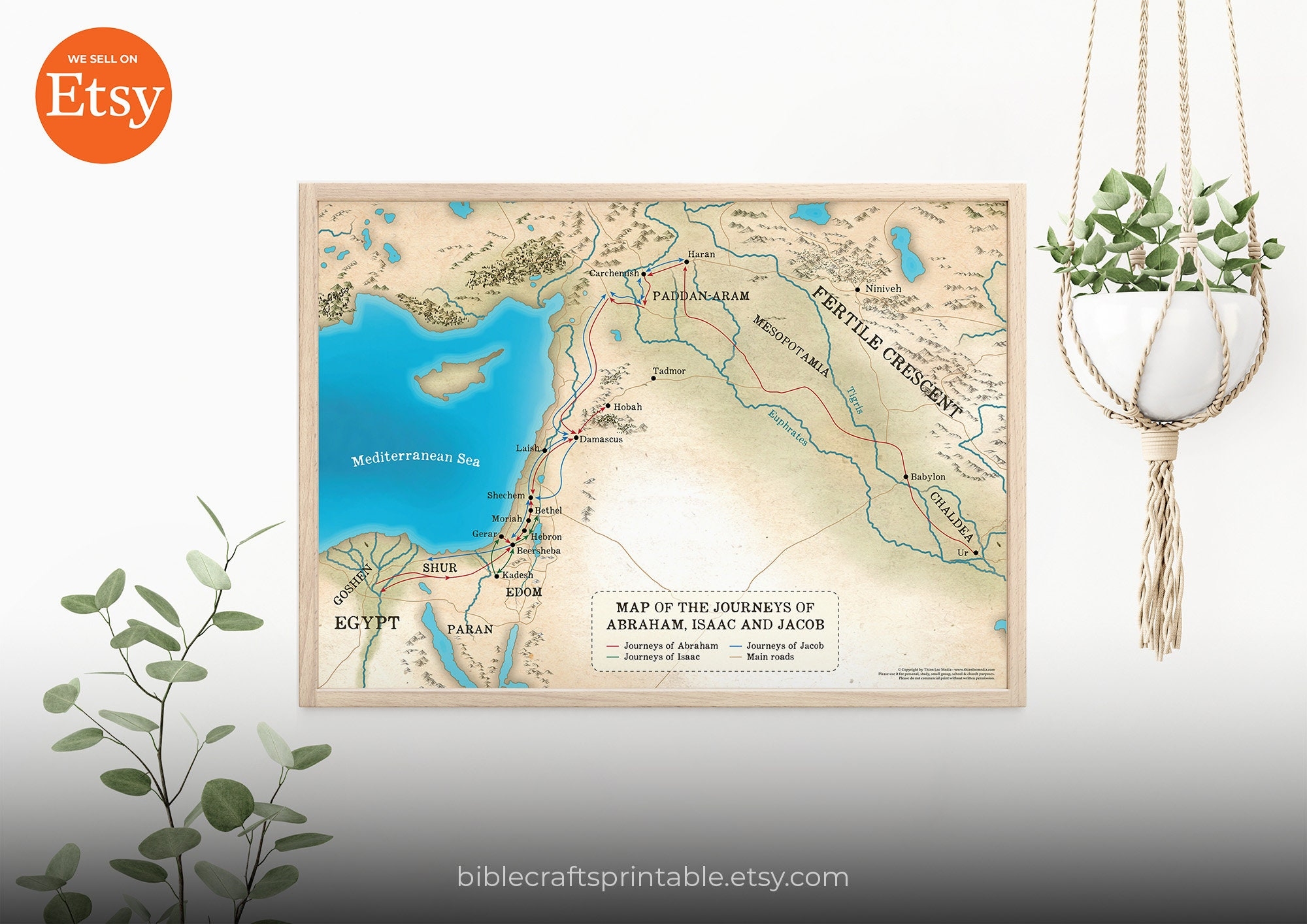 Map Of The Journeys Of Abraham Isaac Jacob Printable Bible Map Patriarchs Of Israel Old Testament Christian Teaching Instant Download Etsy UK