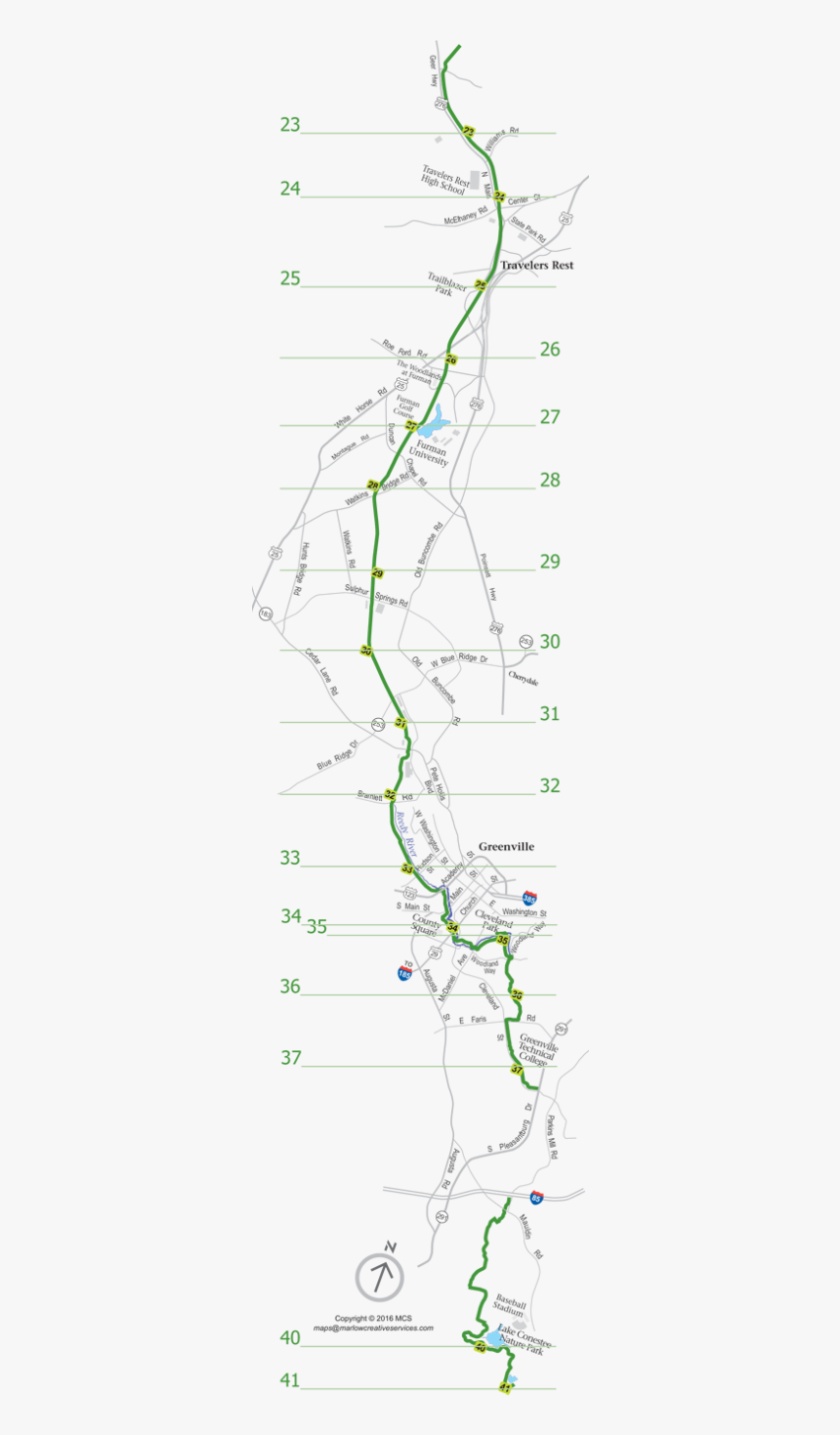 Map Of The Swamp Rabbit Trail Maps Marlowcreativeservices Swamp Rabbit Trail Mile Marker HD Png Download Kindpng