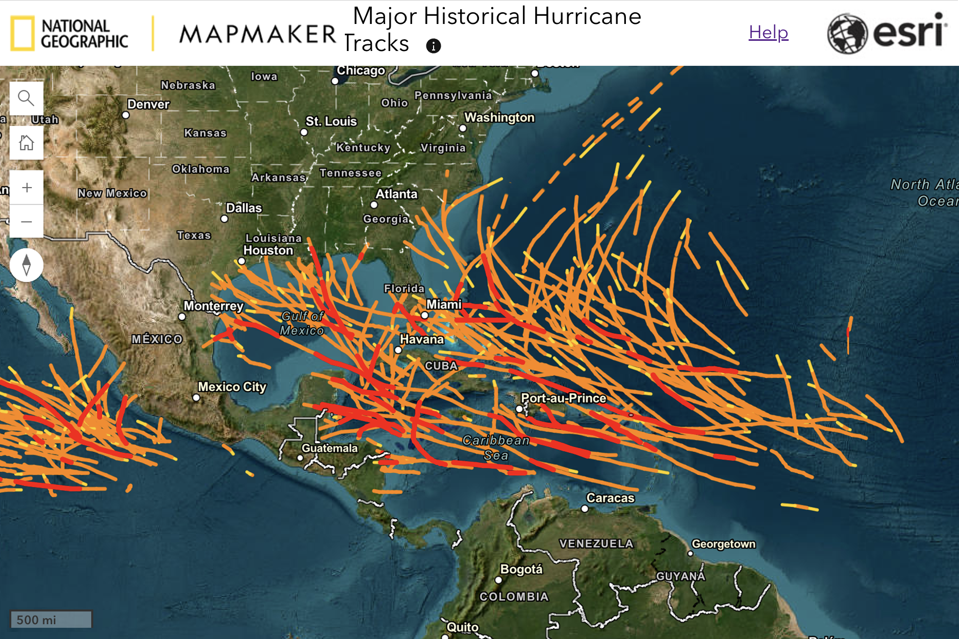 MapMaker Major Hurricane Tracks