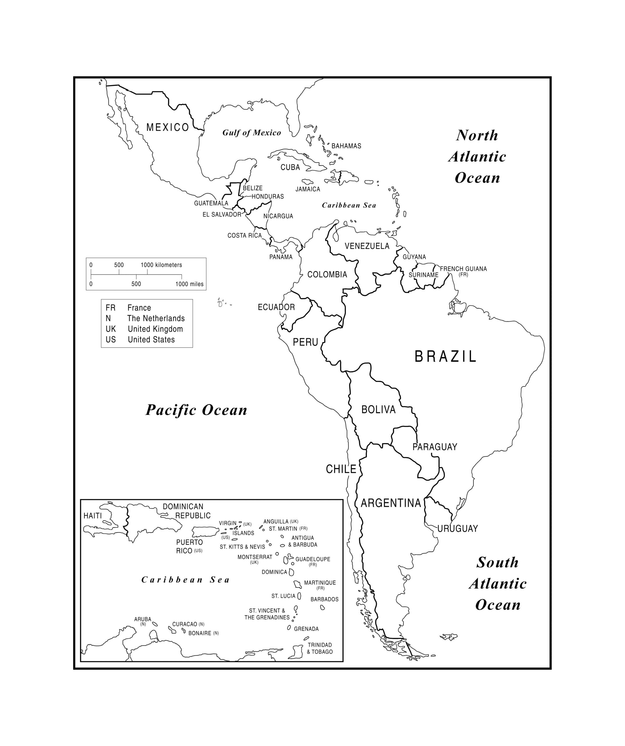 Printable Central America Map
