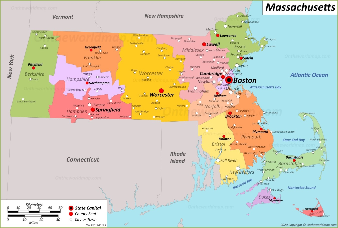 Printable Map Of Massachusetts Cities And Towns