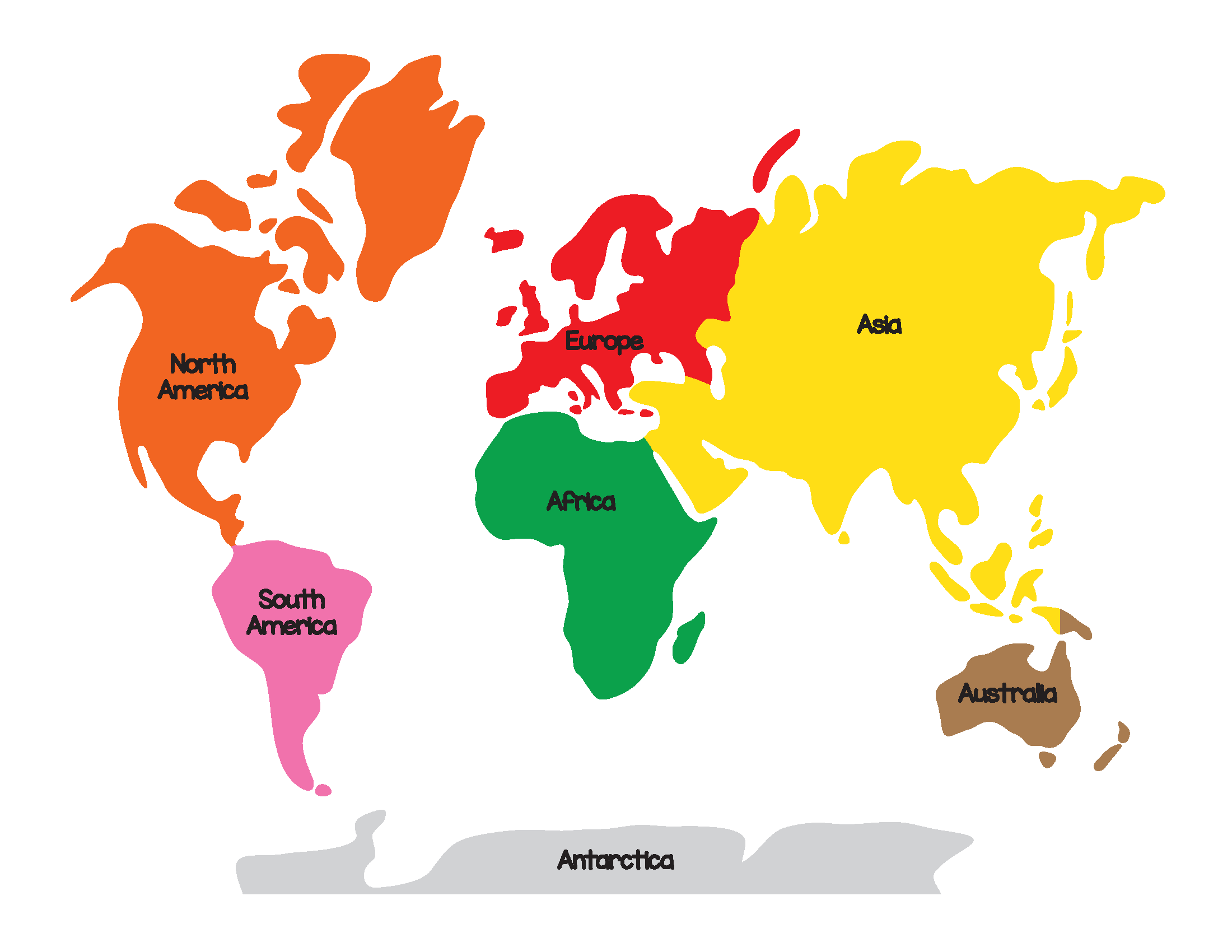 7 Continents Blank Map Printable