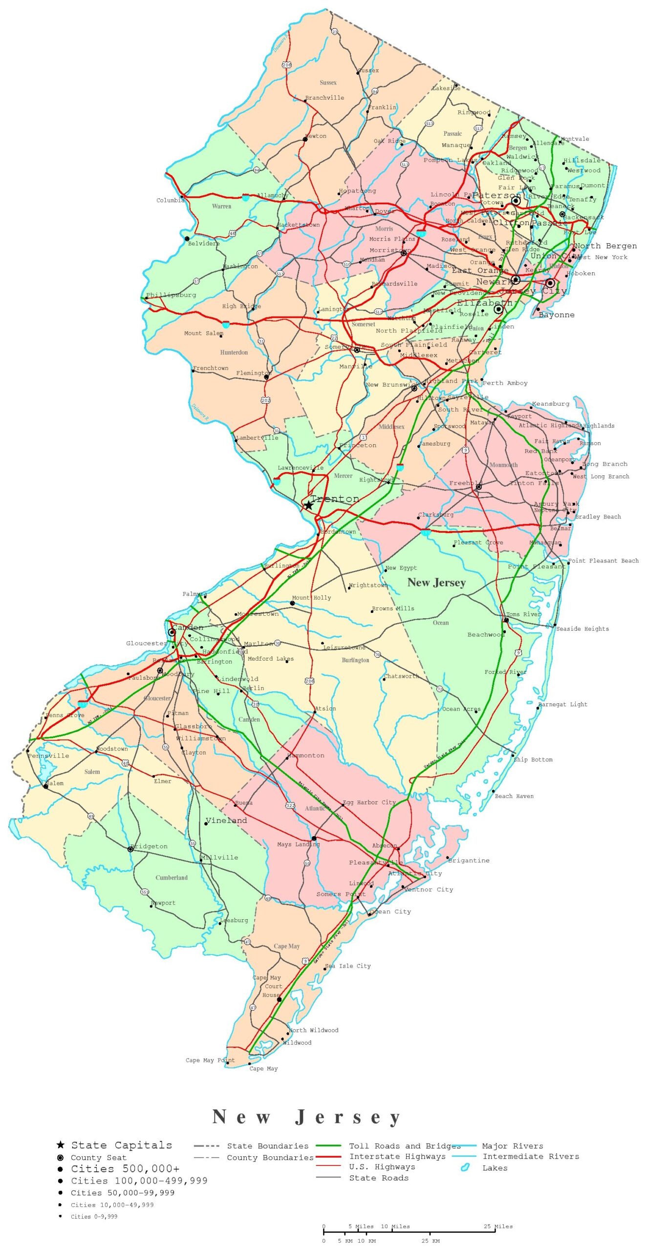 New Jersey Printable Map New Jersey Printable Map