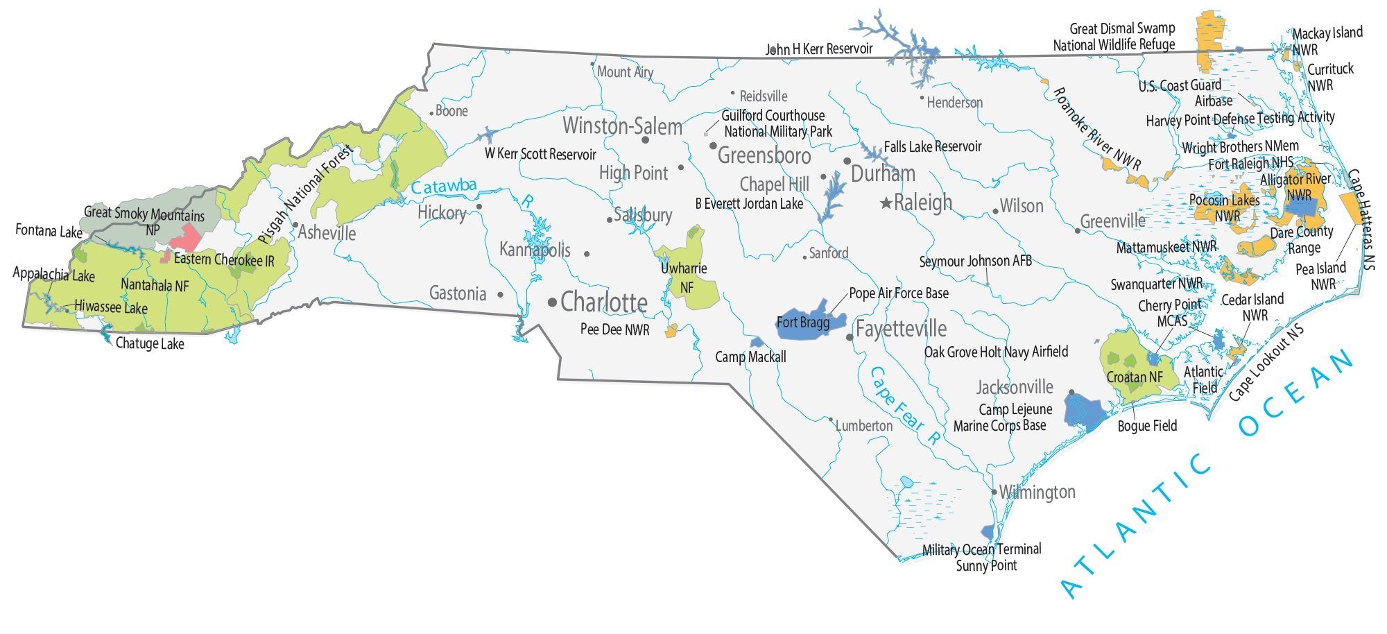 Free Printable Map Of North Carolina With Cities
