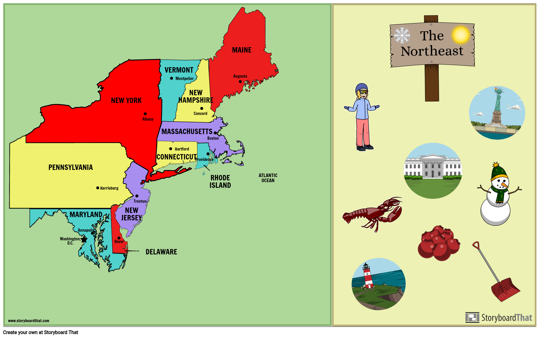 Northeast Region Geography Map Activity Study Guide