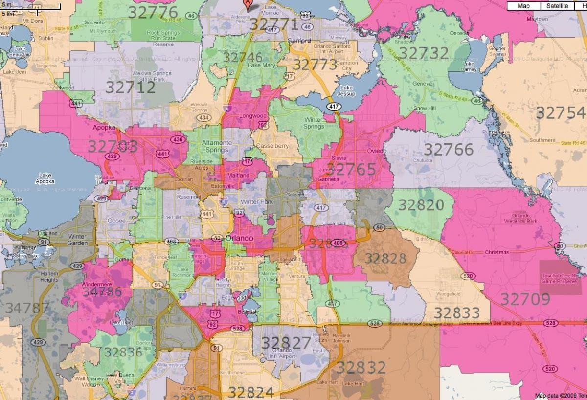 Orlando Zip Code Map Zip Code Map Orlando Florida USA 
