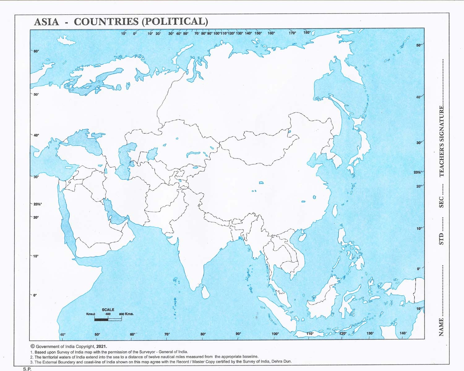 Political Map Of Asia StationeryDukan