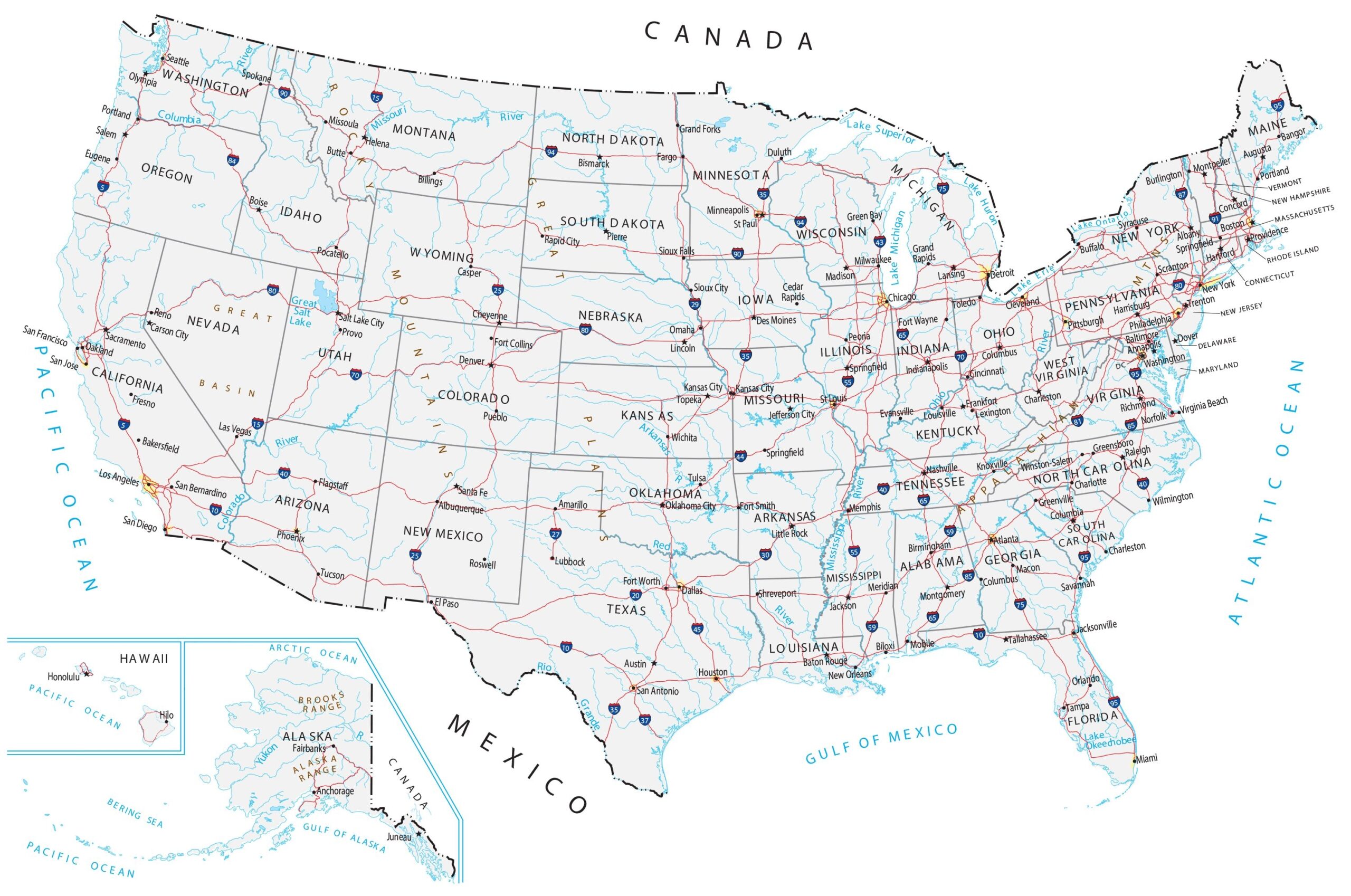 Free Printable Us Map With Cities