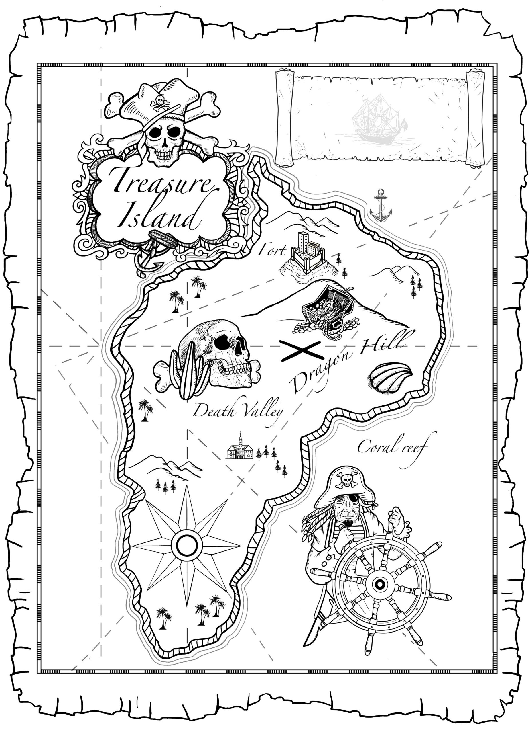 Printable Treasure Map Coloring Page