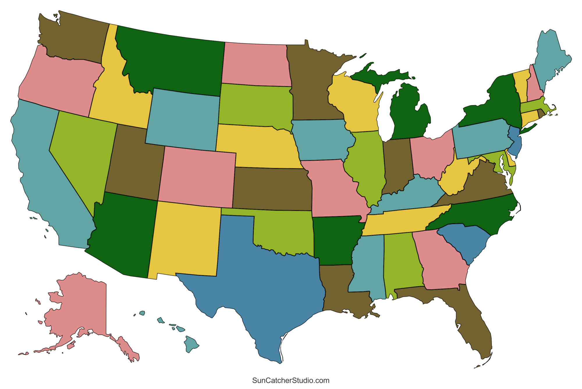Printable United States Map With State Names