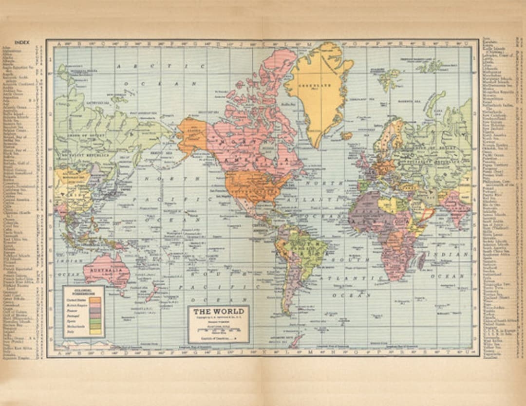 Printable World Map From 1904 A High Resolution 600 Dpi Digital Download For Large Scale Printing Etsy de
