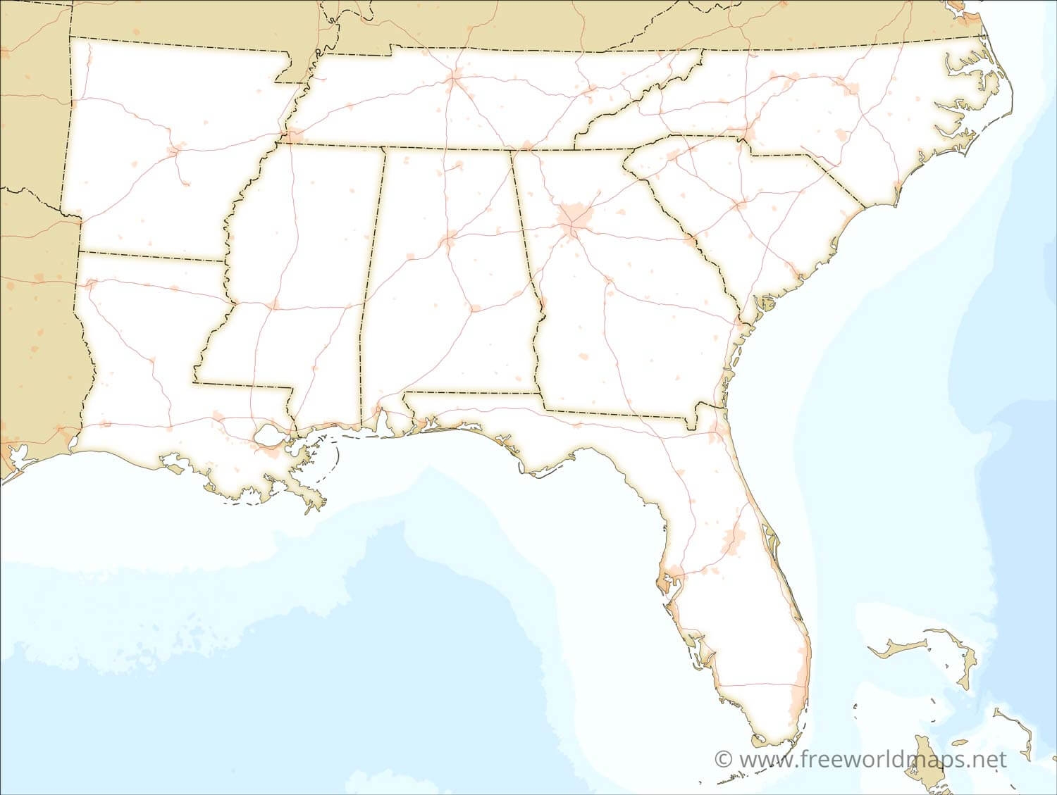 Free Printable Southeast Region States And Capitals Map Printable