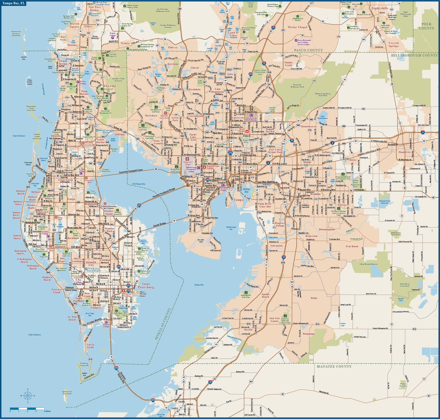 Printable Map Of Tampa Bay Area