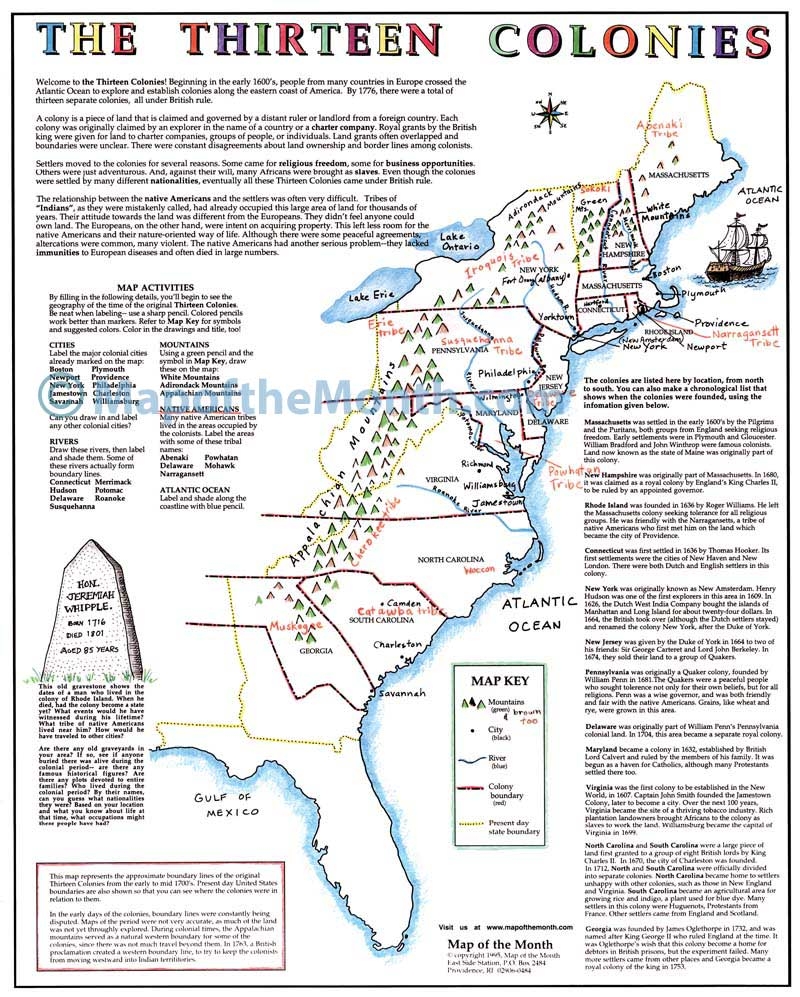 Blank Map Of The 13 Colonies Printable