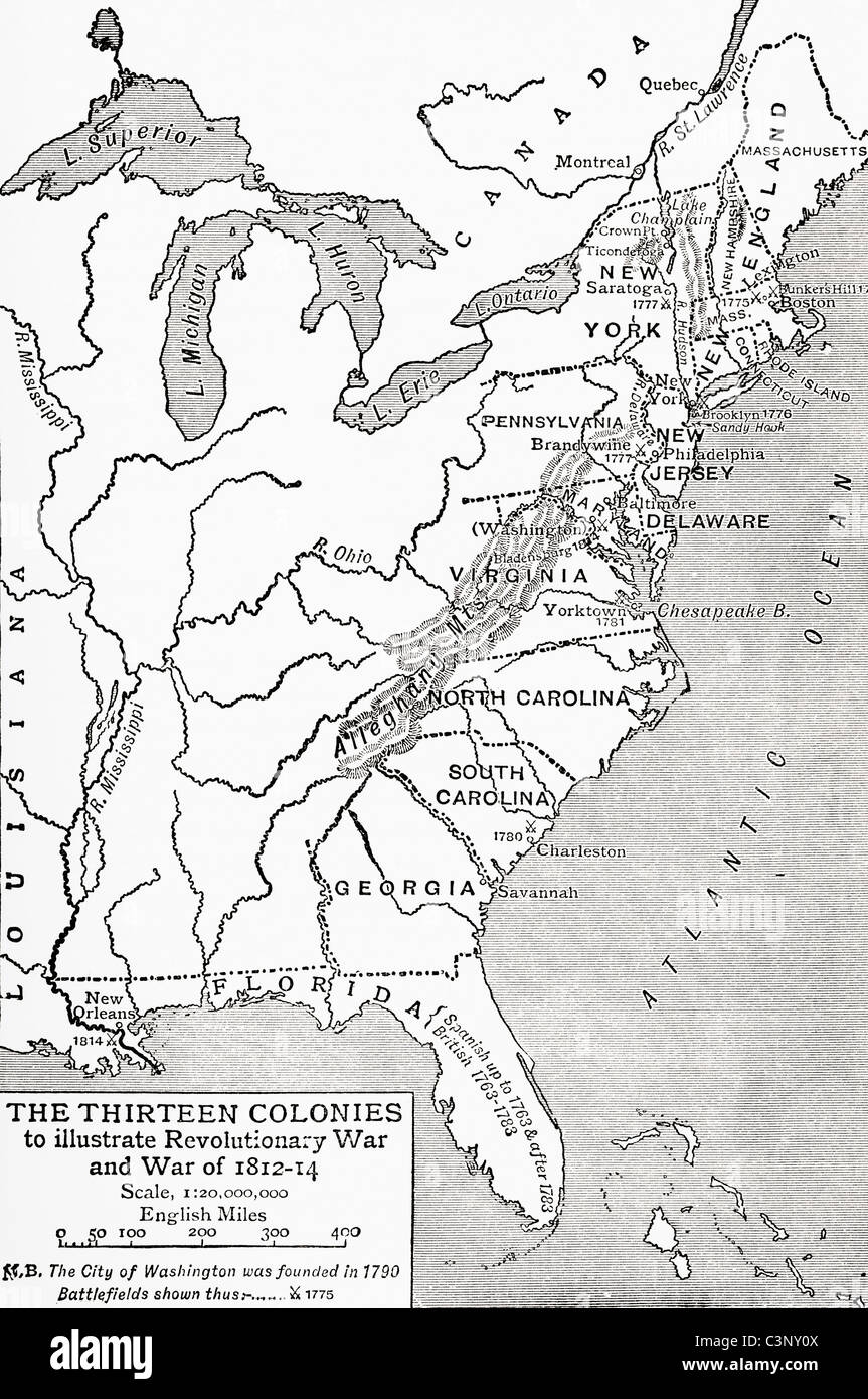 Thirteen Colonies Map Hi res Stock Photography And Images Alamy
