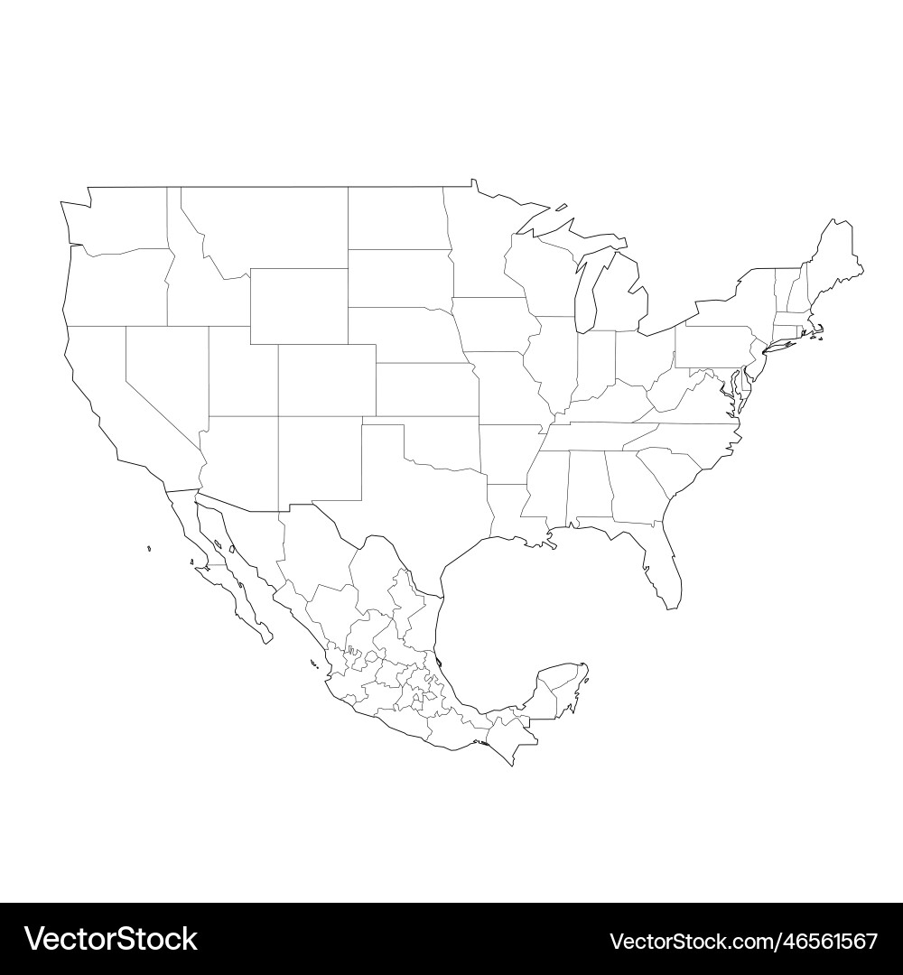 United States And Mexico Political Map Royalty Free Vector