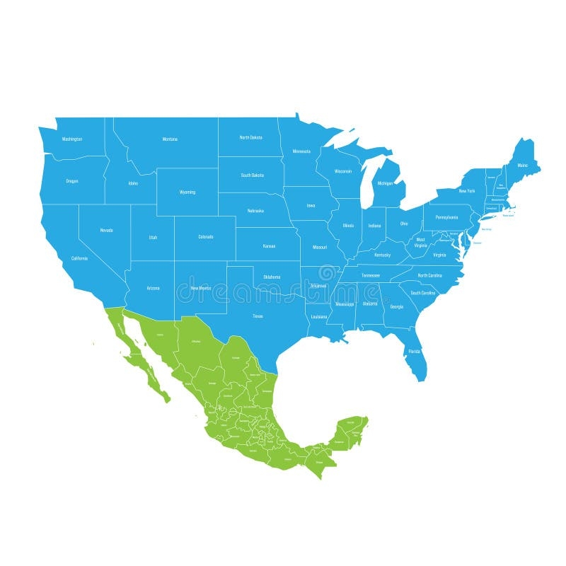 United States And Mexico Political Map Stock Illustration Illustration Of States State 277000250