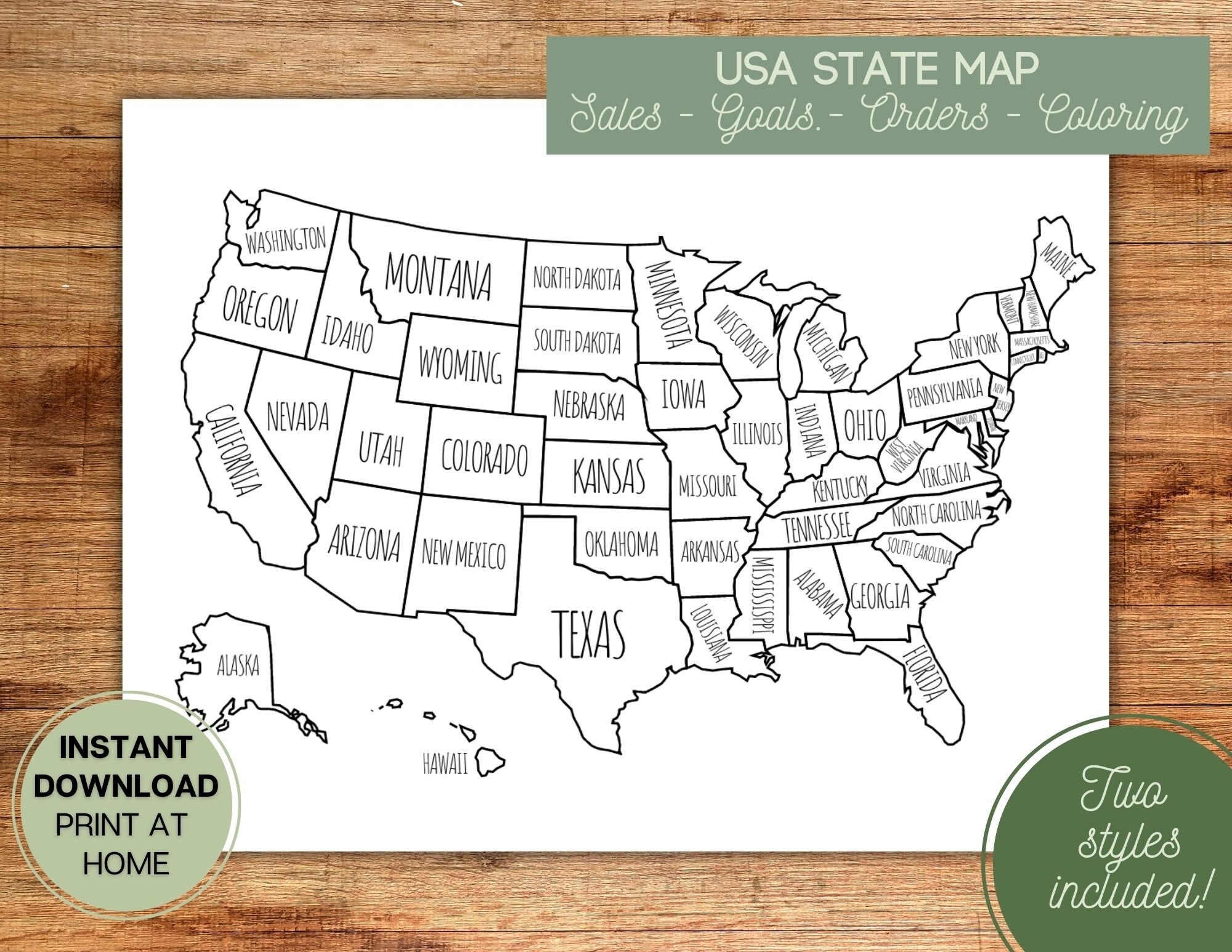 United States Map L Color L Coloring L Printable USA US Sales Map L Goal Tracker L Etsy Order Map L Instant Digital Download SVG Jpg Png Pdf Etsy