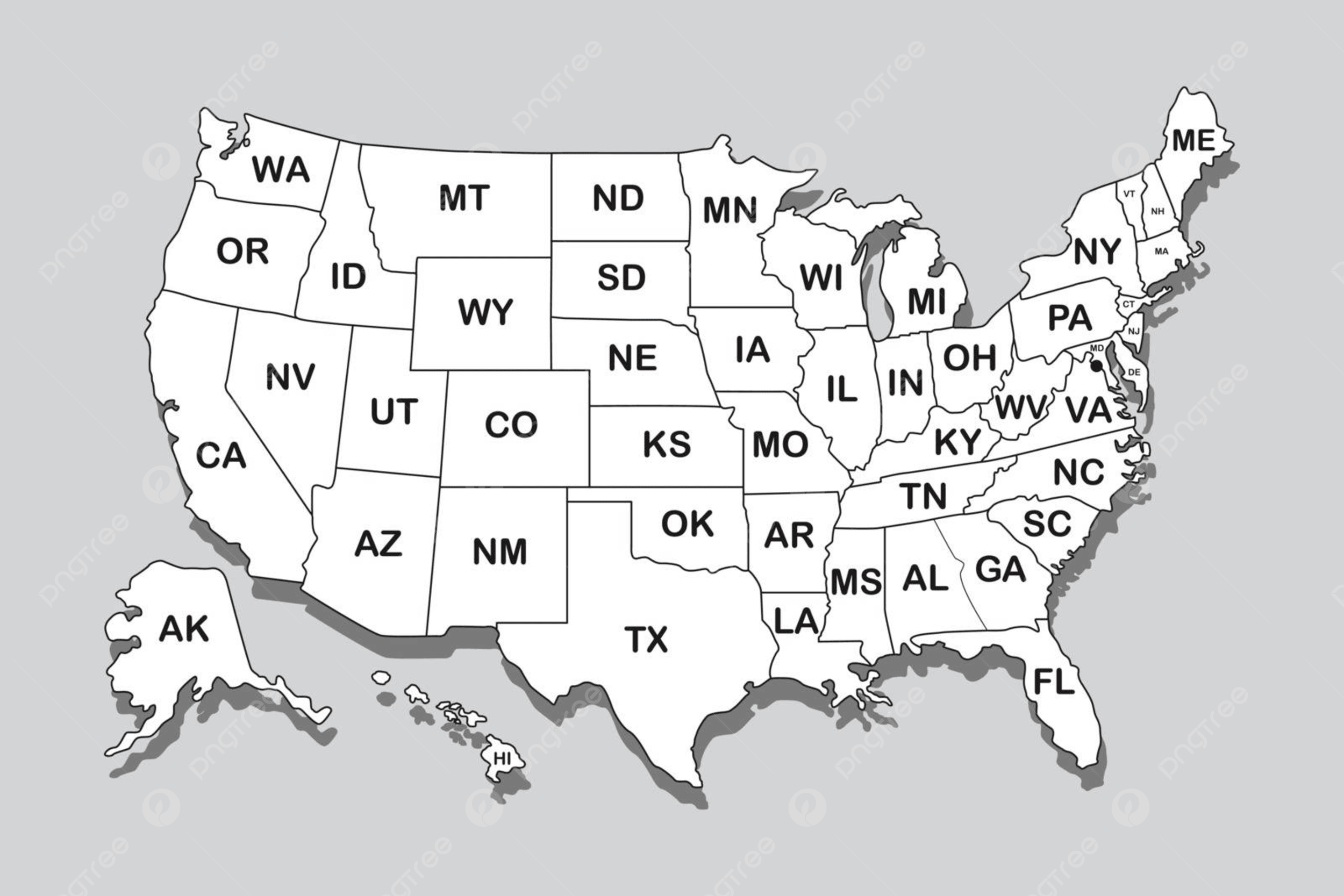 Us Map With State Names Printable