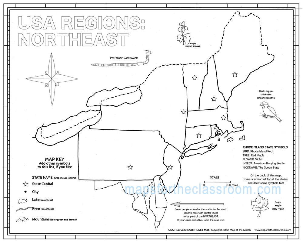 USA Regions Northeast Maps For The Classroom