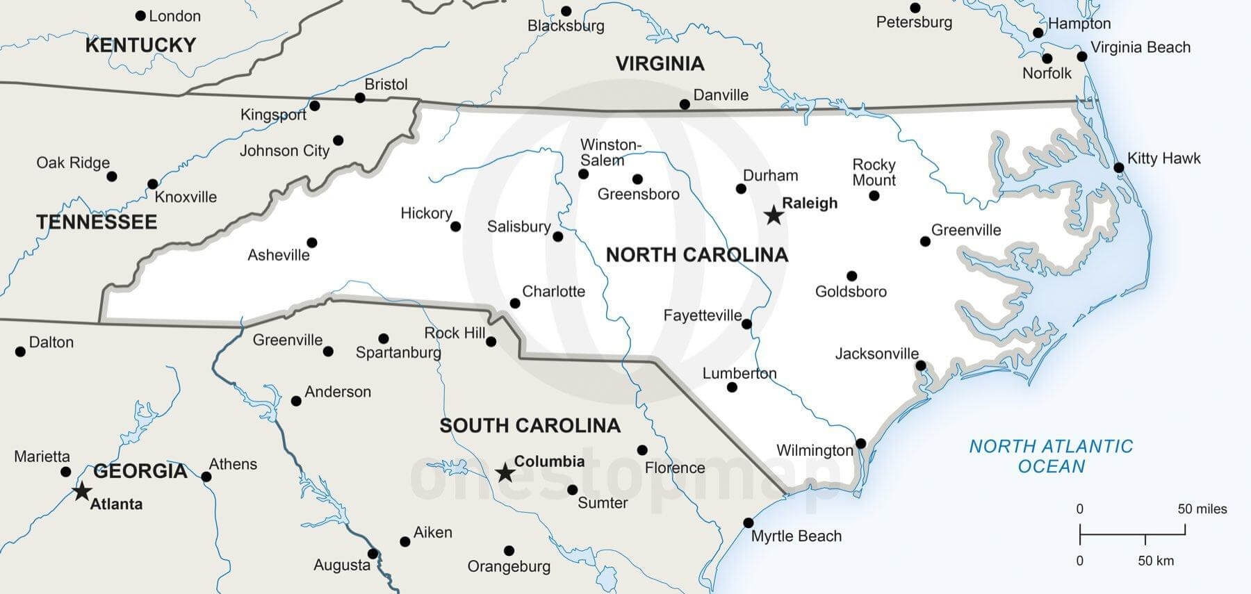 Printable North Carolina Map With Cities And Towns