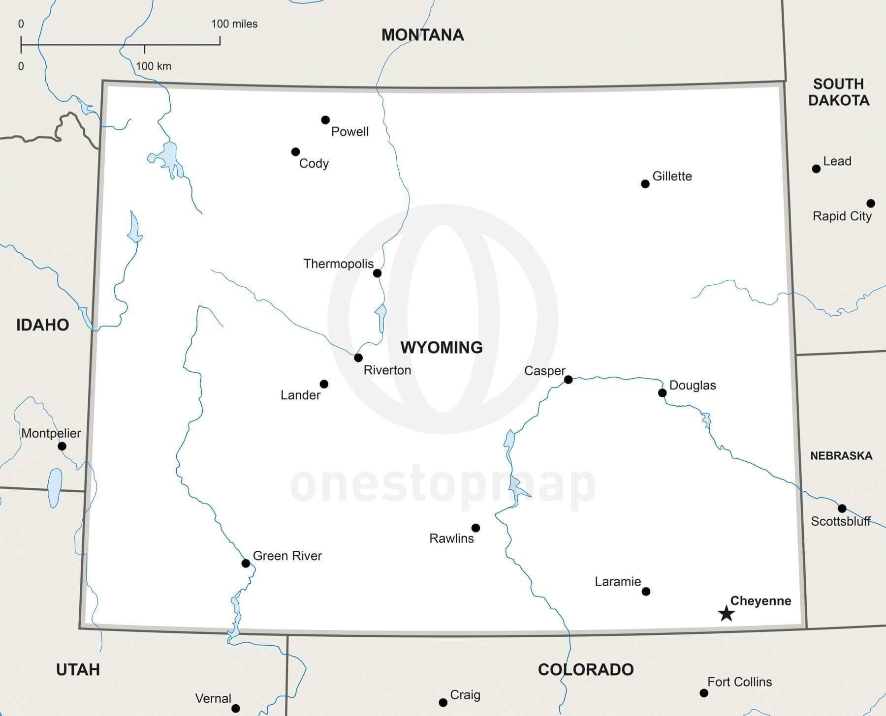 Printable Map Of Wyoming