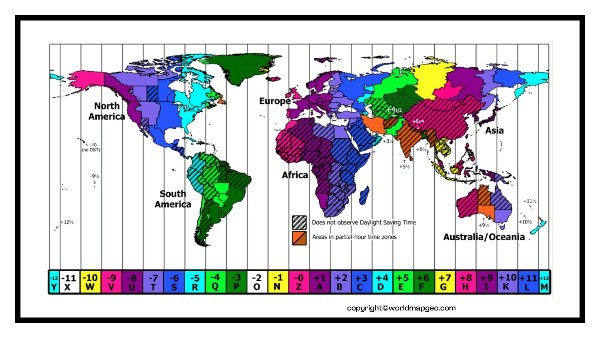 Time Zone Map Of The World Printable