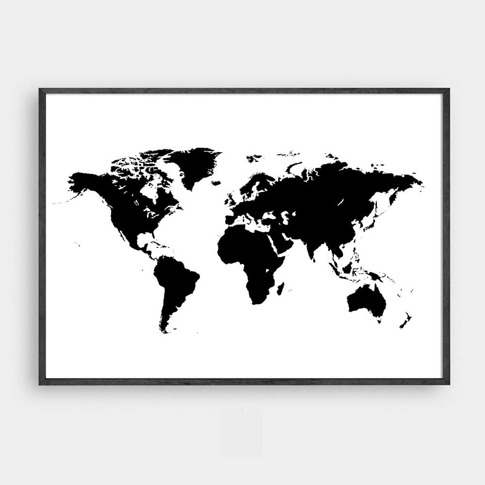 Map Of The World Black And White Printable