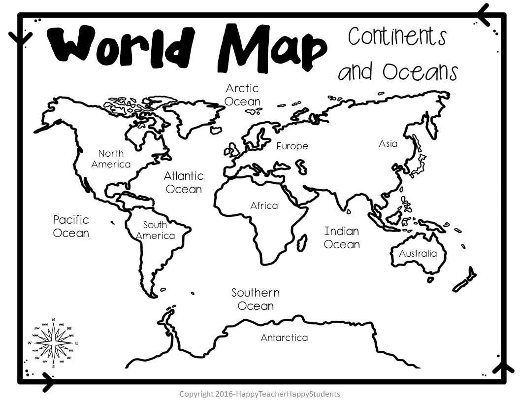 Blank Map Of Continents And Oceans Printable